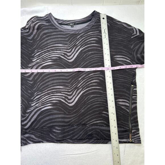 Rails Marlo Charcoal Watercolor Stripes Sweatshirt Side Zippers Size Medium - Picture 3 of 4